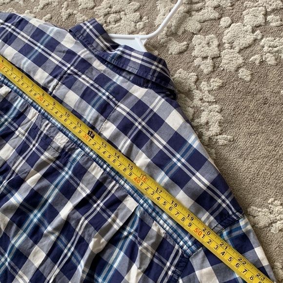 Boden plaid buttons down shirt navy blue purple size XL casual - Picture 13 of 13